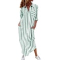 thumbnail image 2 of IUYRTFE Women's Striped Button Down Shirt Dress Long Sleeve Collared Maxi Dress with Pockets Loose Fit Casual Long Gown, 2 of 7