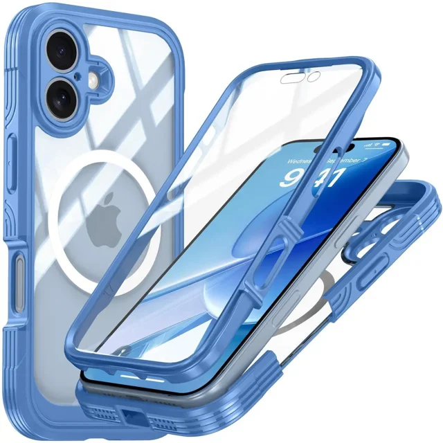 Magnetic Case for iPhone 17 with Built-in Screen Protector, Shockproof Phone Cover with Camera Protector, Compatible with MagSafe, Full Body Phone Case