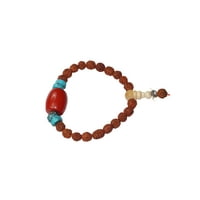 Mogul Wrist Mala Beads Rudraksha Coral Beads Adjustable Bracelet Yoga Meditation Peaceful Mind Body Soul