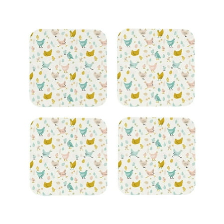 

Fuzoiu Chicken Print Leather Coasters Set Drink Coasters Set of 4 for Tabletop Protection Durable PVC Coasters Home Décor and Housewarming Gift-Square