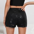 thumbnail image 6 of CIENVNSTG Women's Sequins Elastic High Waist Shorts Straight Leg Sparkly Glitter Bottoms for Party Gathering Night Event And Fashion Casual Styling Black Black L, 6 of 6