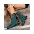 thumbnail image 4 of Fangasis Womens Ankle Boot Anti-Slip Mid Calf Boots Lug Sole Fashion Booties Work Low Heel Winter Shoes Green 9.5, 4 of 5