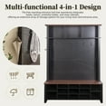 thumbnail image 4 of Harper & Bright Designs Farmhouse Hall Tree with Bench , 4-in-1 Coat Rack with Shoe Cabinet and Hooks , Entryway Tree with Adjustable Shelves and Open Compartments for Living Room , Black, 4 of 14