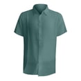 thumbnail image 4 of Manxivoo Mens Shirts Men's Baggy Cotton Blend Pocket Solid Short Sleeve Turn Down Collar T Shirts Mens Dress Shirts Green XXXXXL, 4 of 4