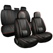 Car Seat Covers Full Set for Toyota Highlander 2007-2019,Breathable Nappa Leather Luxury Automotive Interior Accessories with Lumbar Support BlackRed