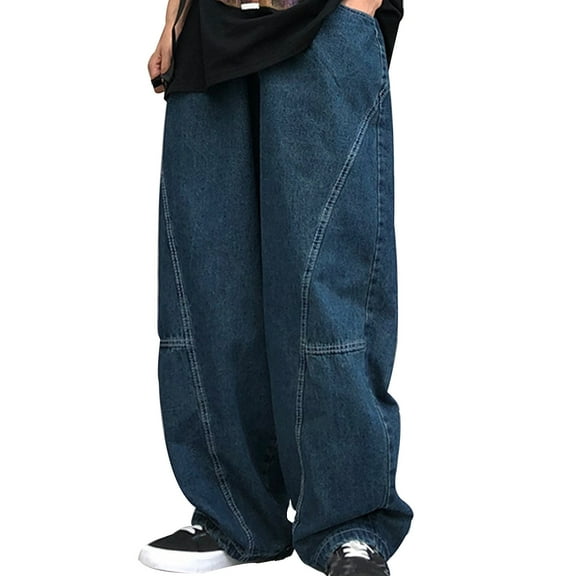Women's Solid Color Loose Wide Leg Cargo Pants Retro Style Casual Straight Cut Denim Jeans