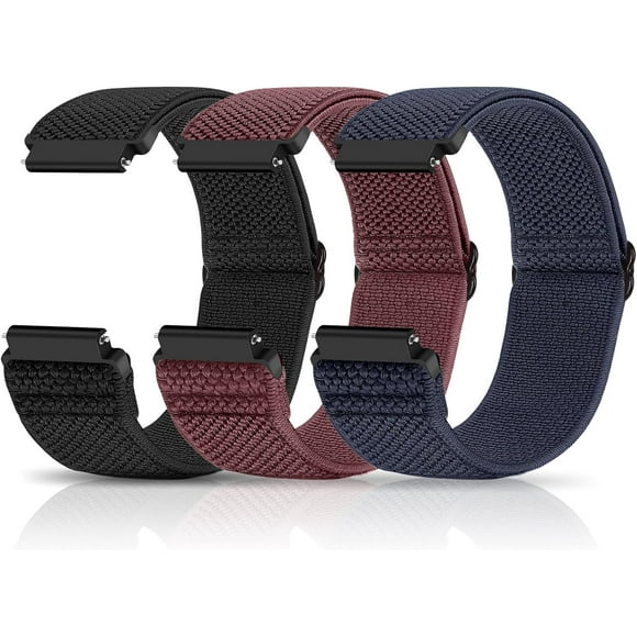 XIHAMA Lot de 3 Compatible avec Bracelets de Montre 18mm 19mm 20mm 22mm, Bracelet de Remplacement à Dégagement Rapide, Nylon Extensible Réglable, Bracelets Solo Loop en Tissu Tressé pour Hommes et Femmes