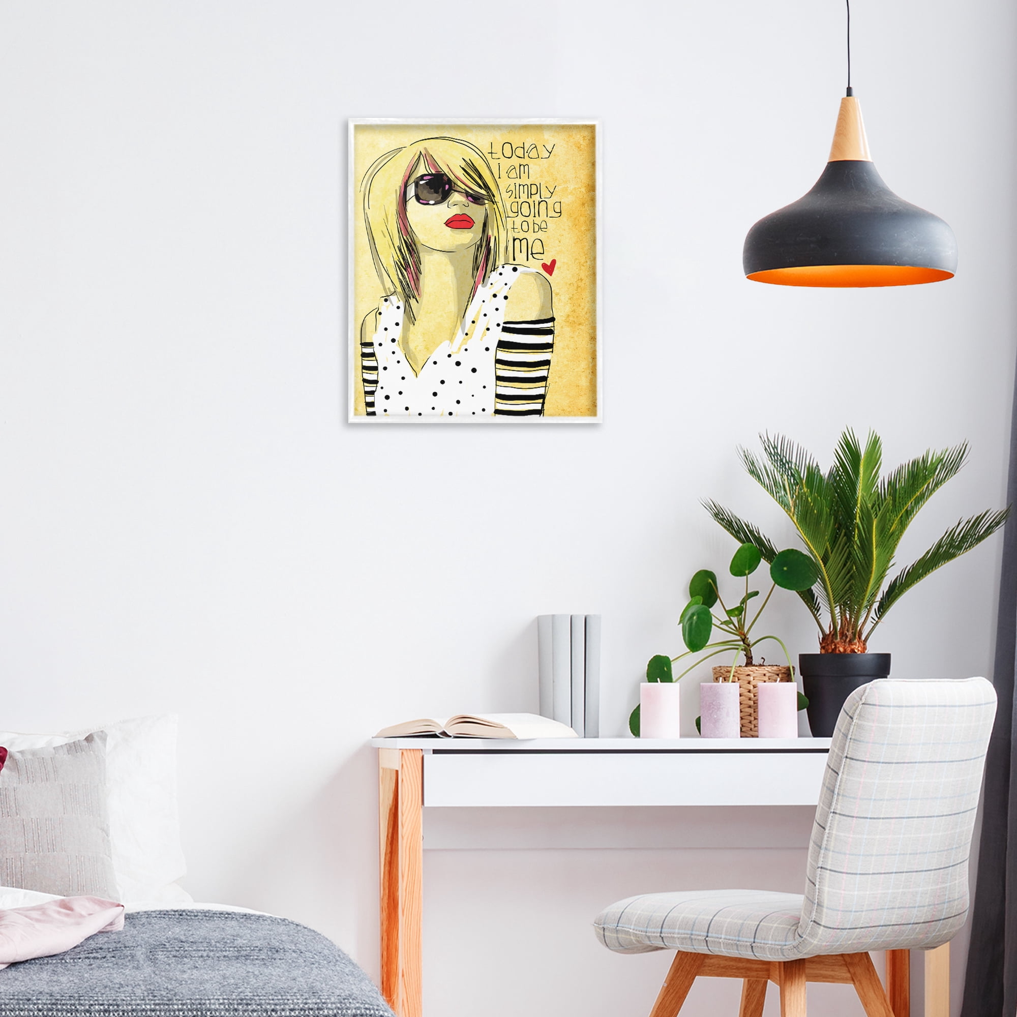 Stupell Industries Today I Am Simply Me White Framed Giclee Art, design by Suzanne Millius