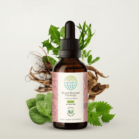 HerbEra Blood Booster Extract, Dietary Supplement Herbal Formula, Made from Stinging Nettle Leaf, Dandelion Leaf, Spinach, Spirulina, Alfalfa, Yellow Dock Root 2 oz