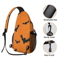 thumbnail image 3 of Sling Backpack,Orange Halloween Bats Sling Bag with Water Bottle Holder,Waterproof Sling Bag for Men/Women with Headphone Jack for Hiking,Travel, 3 of 6
