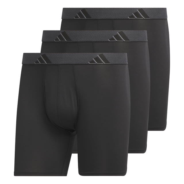 Calzoncillo bóxer adidas para hombre, paquete de 3 unidades, negro, gris ónix y negro, microfibra