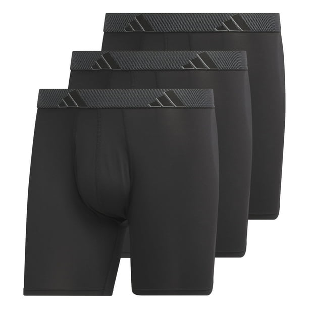 Calzoncillo bóxer adidas para hombre, paquete de 3 unidades, negro, gris ónix y negro, microfibra