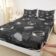 thumbnail image 4 of Castle Fairy Black Hockey Puck Print King Sheets 4pcs, Vintage Sports Pattern Bedding,1 Fitted Sheet, 1 Flat Sheet and 2 Pillowcases, 4 of 6