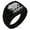 Black, variant on Stainless Steel Pirate Skull & Cross Swords Chevron Pattern Biker Style Polished Ring