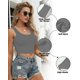 thumbnail image 3 of Crop Top AURUZA sin mangas, espalda nadadora, cuello en U, gris, talla S, 3 of 6