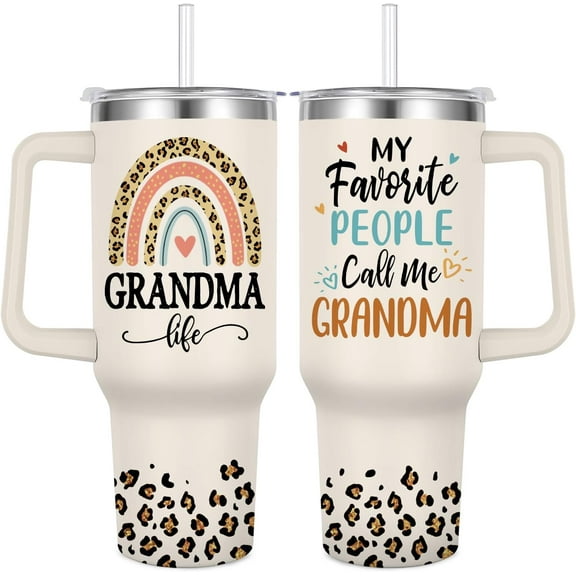 40 oz Grandma Tumbler -Grandma Present from Granddaughter, Grandson-Grandma Stainless Steel Insulated Cup