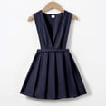 thumbnail image 2 of Girls' School Uniform V-Neck Jumper Dress Pleated Pull-on Scooter Skirt (Blue 8-9 Years), 2 of 4