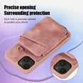 thumbnail image 5 of Crossbody Wallet Case for iPhone 15, Zipper Pocket Case with Card Holder, PU Leather Protective Cover Case with Kickstand Detachable Wrist Strap Lanyard for 6.1", Pink, 5 of 8