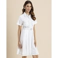 thumbnail image 3 of Moomaya Women's Shirt Dress, Short Sleeve Classic Collar Formal Cotton Dress, 3 of 8
