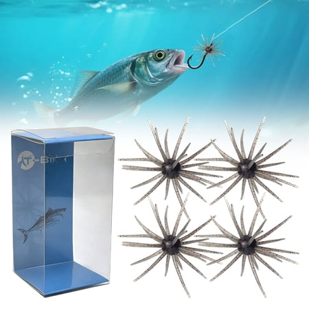 4Pcs Floating Sea Urchin Soft Lure | Tentacle Creature Lure 4.33 & 3.54 TPR Finesse Baits 5 Colors Ideal for Bass Fishing with Drop Shot Wacky Rig Neko Rig
