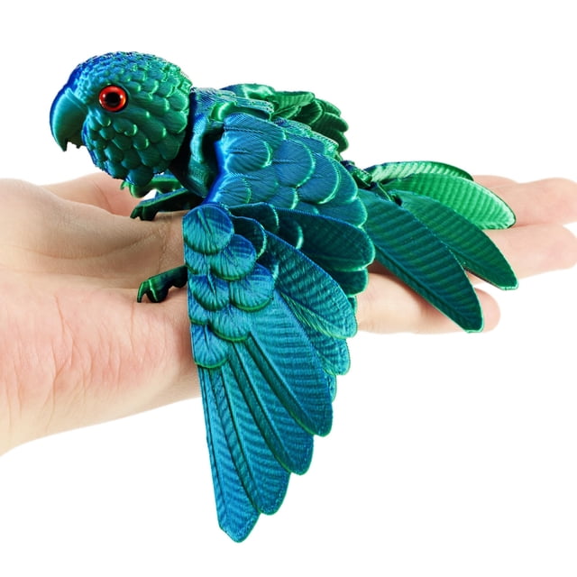 Figura de loro articulada impresa en 3D Maxdecoer con alas móviles