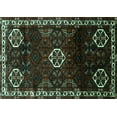 thumbnail image 1 of Ahgly Company Machine Washable Indoor Rectangle Persian Turquoise Blue Traditional Area Rugs, 7' x 9', 1 of 1