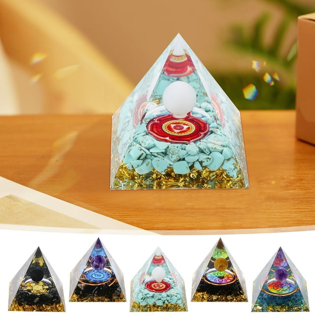Decoración de pirámides de cristal • Adornos de resina de piedra triturada de 5 cm • Artesanía y decoración de barras para el hogar