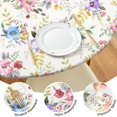thumbnail image 4 of Round Fitted Tablecloth with Elastic Edges Fits 45"-52" Round Tables Pioneer Colorful Floral Waterproof Table Cover Washable Indoor and Outdoor for Party Kitchen Dinner Banquet Patio Picnic, 4 of 7