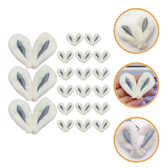PBPBOX 20pcs Hair Clip Rabbit Light Grey Cloth Hair Ornaments for Children Easter Celebrations