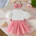 thumbnail image 4 of CAICJ98 Newborn Baby Girl Clothes Strawberry Ribbed Short Sleeve Romper Dress with Headband Summer Coming Home Outfit Set (Pink,12-18 Months), 4 of 6