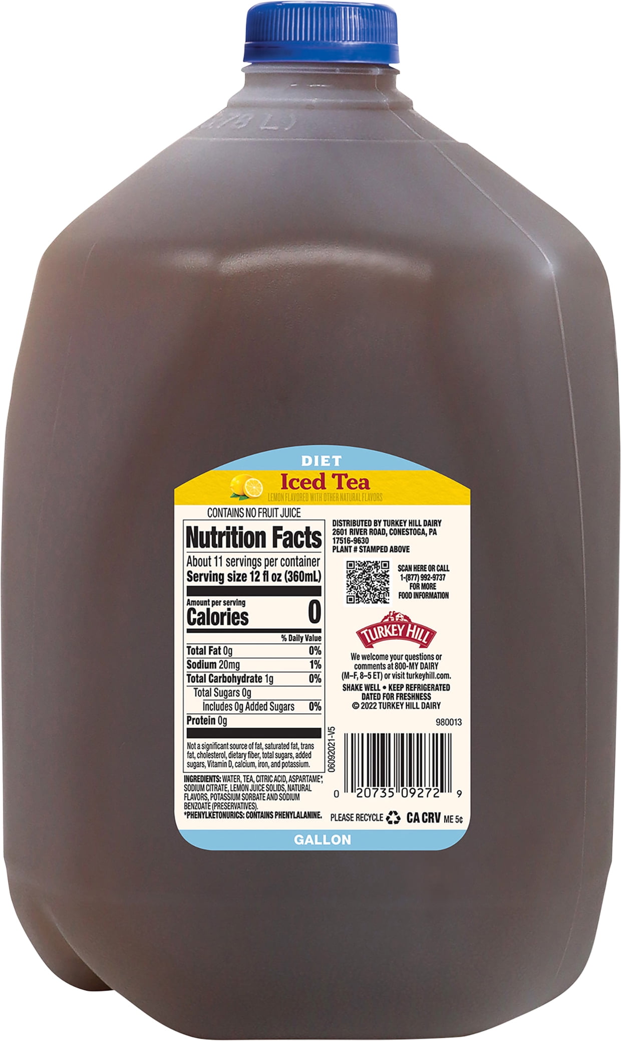 Turkey Hill Diet Lemon Iced Tea, 1 Gallon