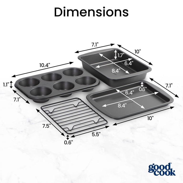 GoodCook 4-Piece Toaster Oven Bakeware Set, Gray photo 5