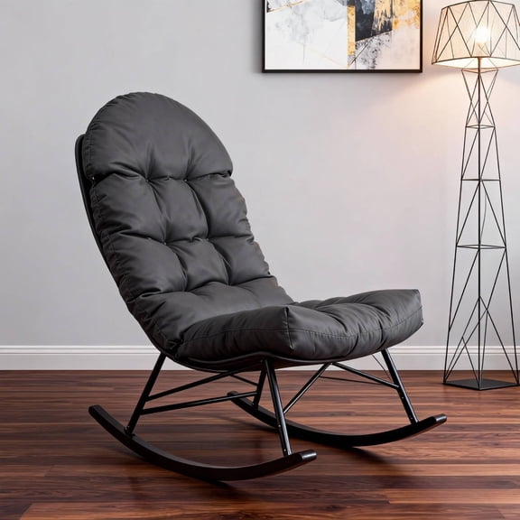 YEERSWAG Chair Cushion Rocking Chair Cushion Indoor 43"x20",Adirondack Chair Cushions Outdoor Chair Pad,Water Resistant Chair Cushions with Ties,Dark Grey