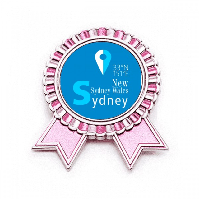 Sydney geografía coordenadas trave Insignia broche Medalla rosa premiada