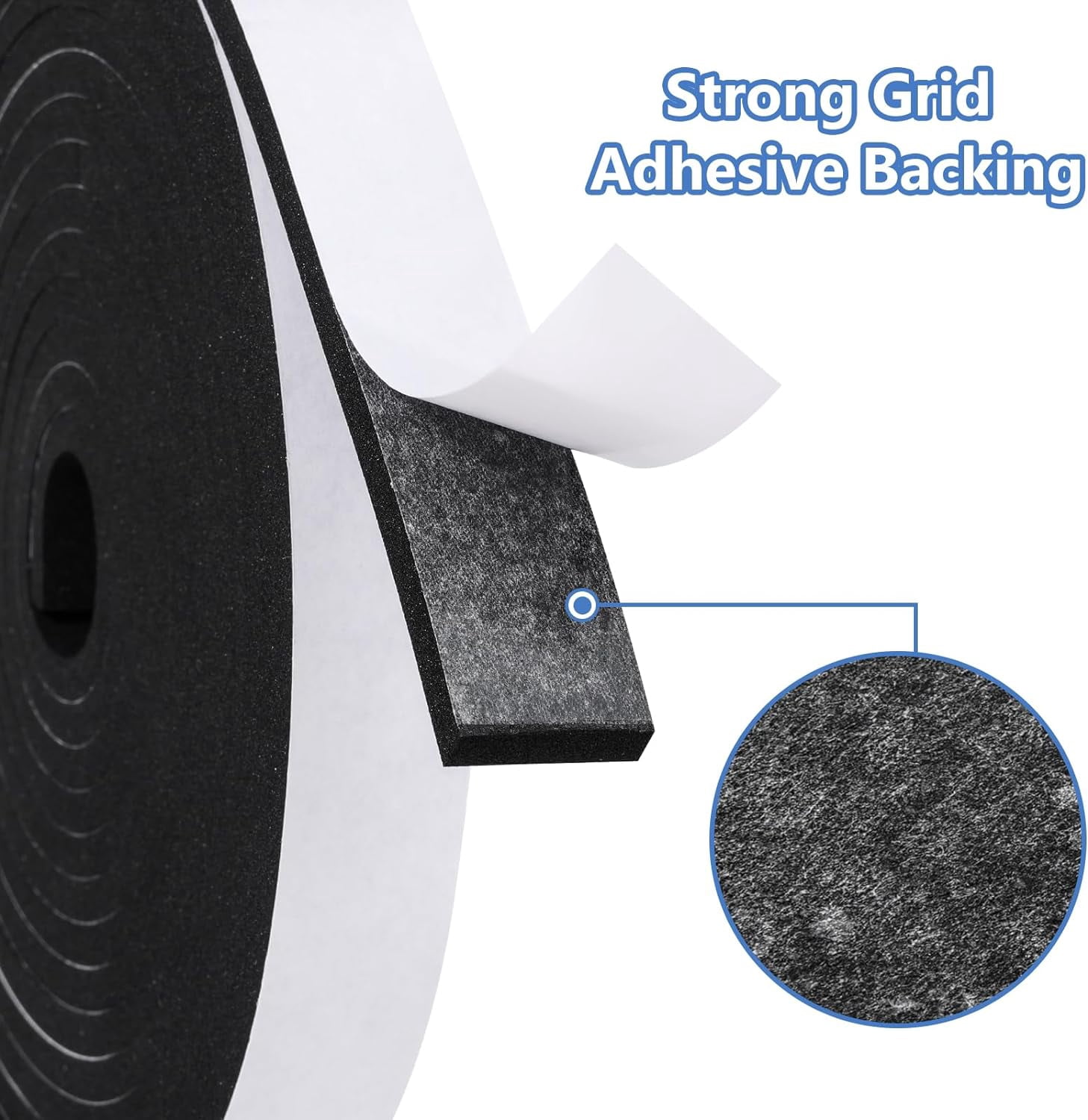 FRKSMD-Weather Stripping Door Seal Strip (3/5 Inch X 1/8 Inch X 26Feet), Strong Adhesive, Lightproof, Soundproof, Weatherproof Foam Tape Insulation for Sliding Door, Front Door Frame, Windows- Black