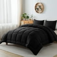 thumbnail image 3 of Twin XL / Full Size 3-Piece All-Season Down Alternative Comforter Set Deep Black | Comforter + Pillow Cases Bedding Set | Hotel Grade Bed in a Bag by KINMEROOM, 3 of 6