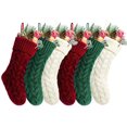 thumbnail image 1 of 18 Inches Burgundy, Ivory, Green Knitted Christmas Stockings,6 Pack, 1 of 2