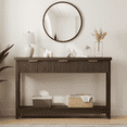 thumbnail image 6 of Laintene Fluted Console Table, 51" Narrow Entryway Table with 3 Drawers, Entry Sofa Table Behind Couch with Open Storage Shelf, Modern Display Shelf for Living Room Hallway, Walnut, 6 of 10