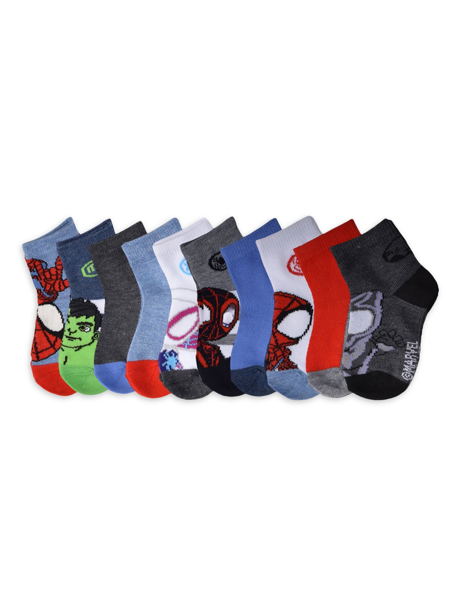 Spiderman Toddler Boys Socks, 10-Pack, Sizes 12 Months - 5T