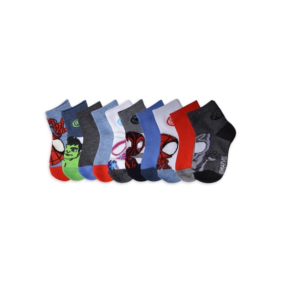 Spiderman Toddler Boys’ Crew Socks, 10-Pack, Sizes 12M-5T