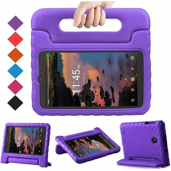Golden Sheeps Kid Friendly Case Compatible for Alcatel Joy Tab 8" / Alcatel 3T 8" Tablet/Alcatel A30 8" Tablet, Shockproof Ultra Light Weight Convertible Handle Stand Cover (Purple)