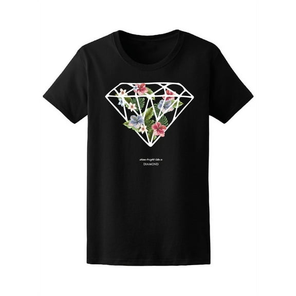 Cool Tropical Floral Diamond T-Shirt Women -Image by Shutterstock, Female x-Large