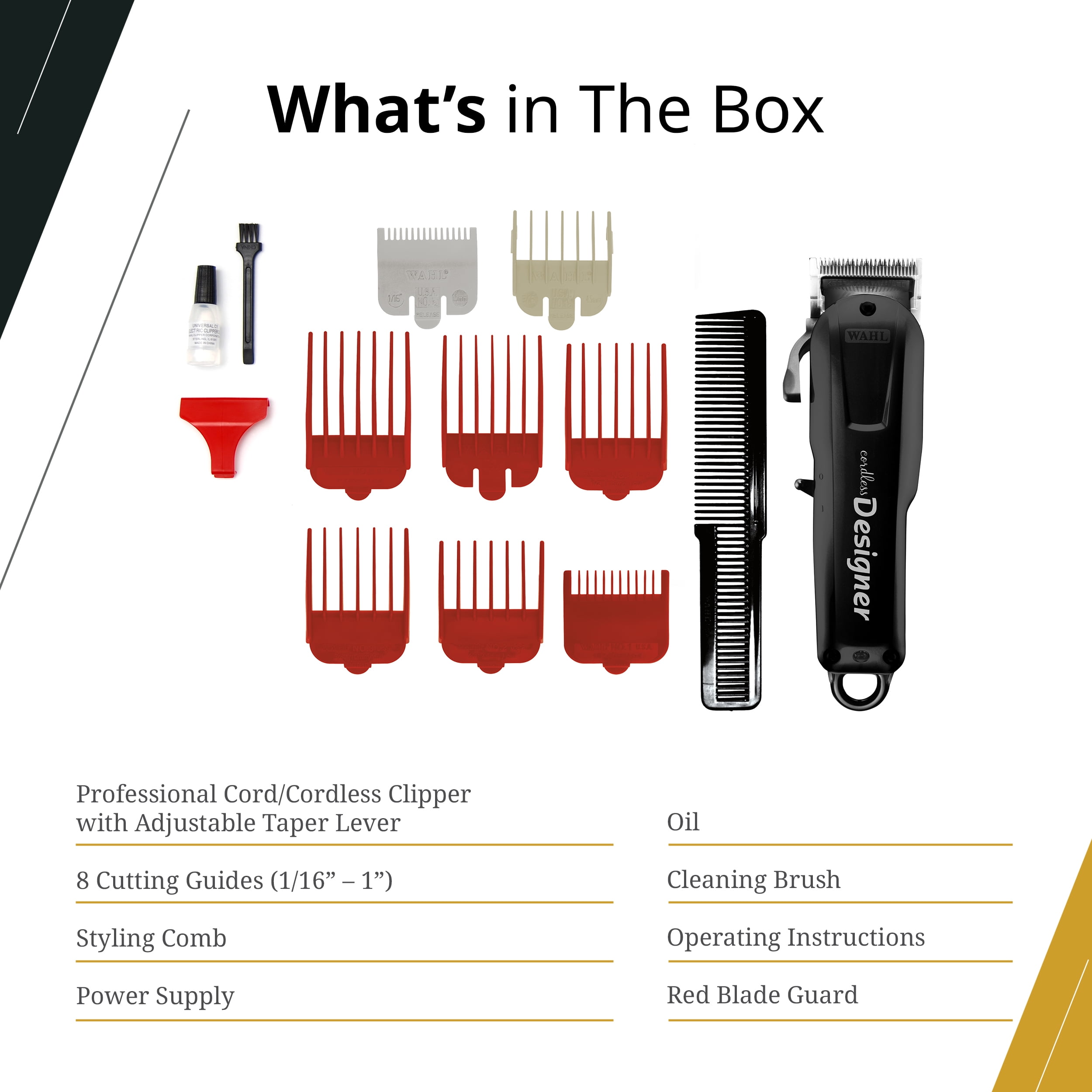 Wahl Professional Cordless Designer Clipper, Lithium-Ion Battery