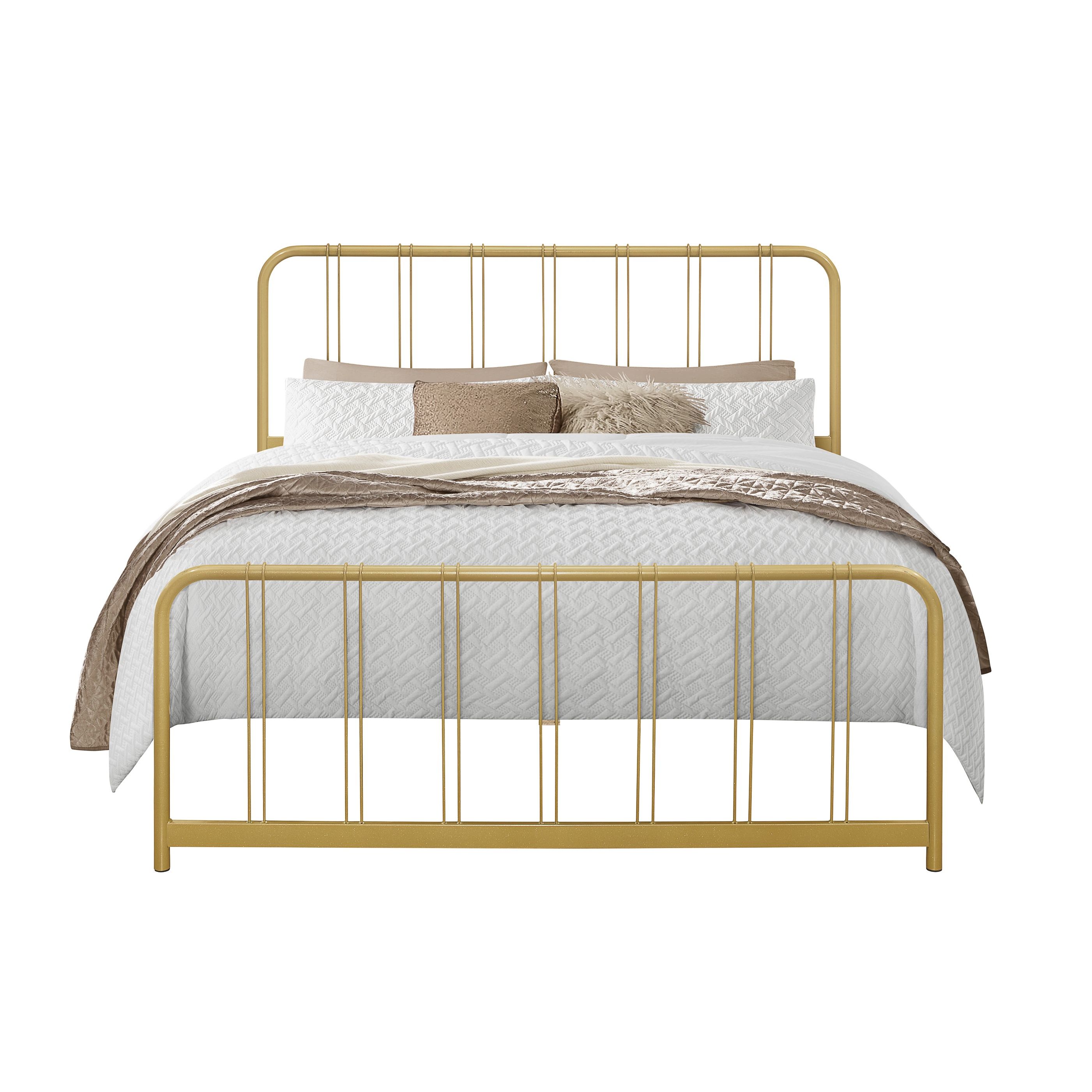 Home Design Debra Twin Metal Platform Bed Frame with Sturdy Frame and Openwork Design, Gold, Easy Assembly