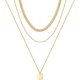 thumbnail image 1 of Collares en capas de oro para mujer, chapados en oro de 14 quilates, perlas de barra de revestimiento múltiple, disco, luna, mariposa, medallón, gargantilla ajustable en capas delicadas, 1 of 2