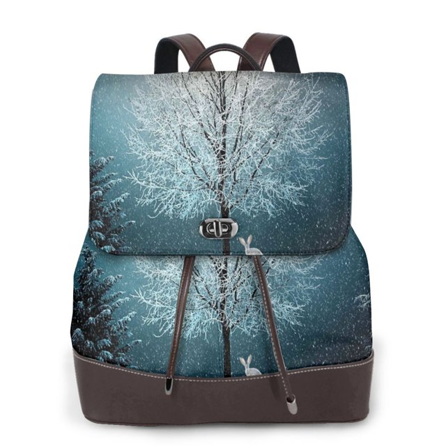 Fotbe Winter Rabbit Mochila Bolso con Estampado para Mujer, Mochila Antirrobo de Nylon Impermeable, Bolsa Ligera de Hombro