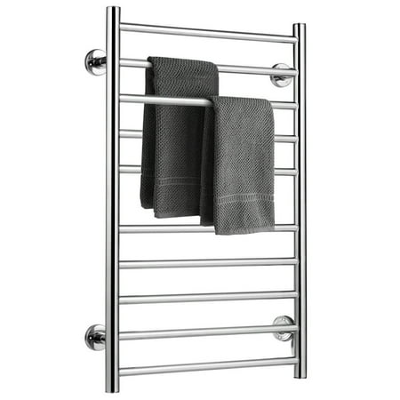 Gymax Stainless Steel Electric Towel Rail Rack 10-bar Rung Heated Bathroom