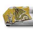 thumbnail image 3 of Dragon Soft Flannel Fleece Throw Blanket, Knight Shield in Steel Armour Against Wings Cartoon Middle Ages Design, Cozy Plush for Indoor and Outdoor Use, 60" x 80", Yellow, by Ambesonne, 3 of 6