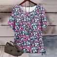 thumbnail image 2 of QTOCIO Hauts Décontractés pour Femmes, Hauts d'Été pour Femmes, Blouse à Manches Courtes Imprimée Mode pour Femmes, T-Shirt Col Rond, 2 of 5