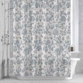 thumbnail image 3 of Pastoral Flowers Shower Curtain for Bathroom Decor, Light Blue Flower Vintage Linen Texture Waterproof Fabric Shower Curtain, 72"x84" Set with 12 Hooks, 3 of 9